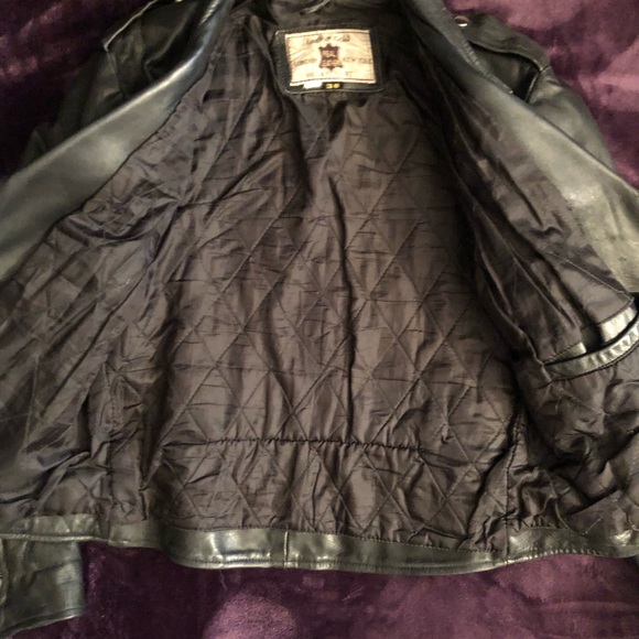 Leather Motorcycle Jacket Vintage Black Unisex - Picture 5 of 7